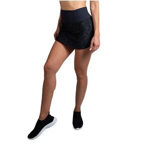 Perspective Watch Me Go Run Women's Black Crackle Reflective Skort sz XS